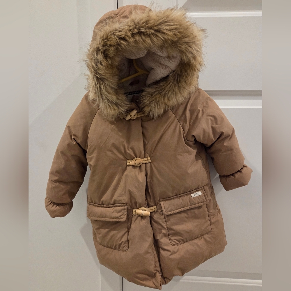 Zara Girl's Beige Down Filled Winter Coat 2-3T